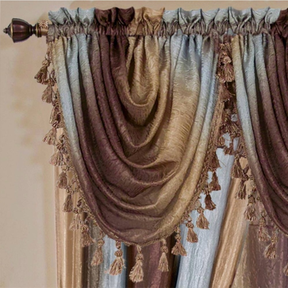 Ombre 42" L Polyester Window Waterfall Valance in Chocolate